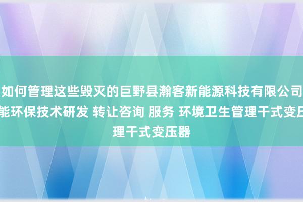 如何管理这些毁灭的巨野县瀚客新能源科技有限公司 节能环保技术研发 转让咨询 服务 环境卫生管理干式变压器